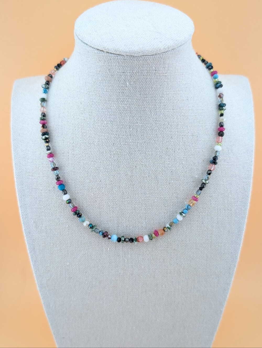 Convertible Gemstone & Crystal Multicolor Choker Necklace / Wrap Bracelet